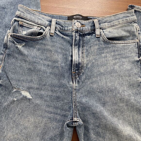 Hudson Jeans Women Size 29 Holly Straight High Rise Distressed Blue - Picture 2 of 9
